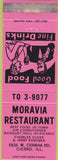 Matchbook Cover - Moravia Restaurant Cicero IL