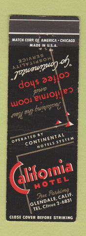 Matchbook Cover - California Hotel Glendale CA