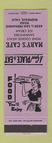 Matchbook Cover - Mary's Cafe Glendale CA