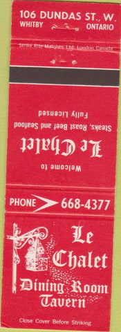 Matchbook Cover - Le Chalet Tavern Whitby ON