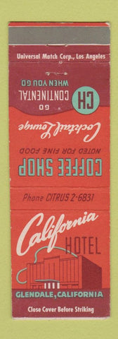 Matchbook Cover - California Hotel Glendale CA