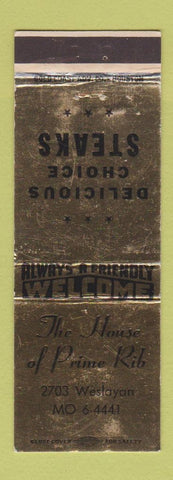 Matchbook Cover - House of Prime Rib Houston TX WEAR