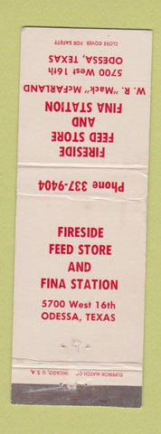 Matchbook Cover - Fireside Feed Store Fina oil gas Odessa TX WEAR