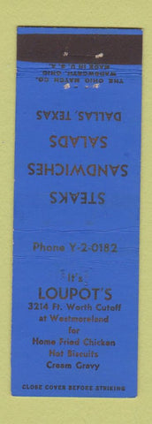 Matchbook Cover - Loupot's Fried Chicken Dallas TX