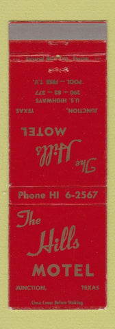 Matchbook Cover - Hills Motel Junction TX