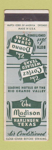 Matchbook Cover - Madison Hotel Harlingen TX Cortez Donna Weslaco TX