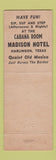 Matchbook Cover - Madison Hotel Harlingen TX Cortez Donna Weslaco TX