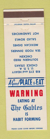 Matchbook Cover - The Gables Restaurant Marshall TX Mexican