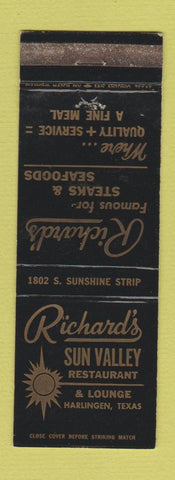 Matchbook Cover - Richard's Sun Valley Restaurant Harlingen TX WEAR