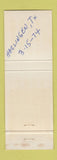 Matchbook Cover - Richard's Sun Valley Restaurant Harlingen TX WEAR