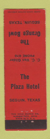 Matchbook Cover - The Orange Bowl Seguin TX Plaza Hotel low phone #