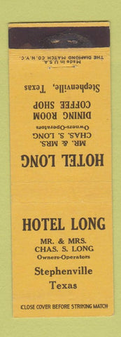 Matchbook Cover - Hotel Long Stephenville TX
