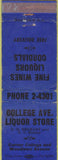 Matchbook Cover - College Ave Liquor WEAR
