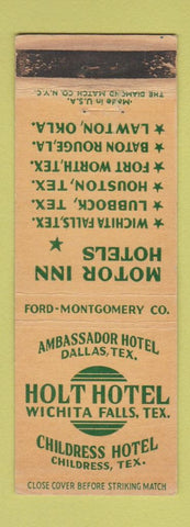 Matchbook Cover - Holt Hotel Wichita Falls TX WEAR