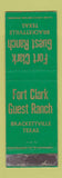 Matchbook Cover - Fort Clark Guest Ranch Brackettville TX WORN