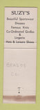 Matchbook Cover - Suzy's of Townshire Bryan TX WEAR