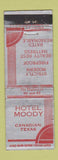 Matchbook Cover - Hotel Moody Canadian TX WORN