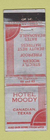 Matchbook Cover - Hotel Moody Canadian TX WORN