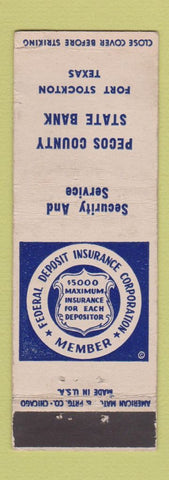 Matchbook Cover - Pecos County State Bank Fort Stockton TX WORN