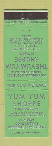 Matchbook Cover - Yum Yum Shoppe Copperas Cove TX WEAR