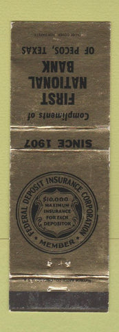 Matchbook Cover - First National Bank Pecos TX WEAR