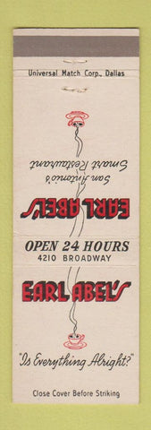 Matchbook Cover - Earl Abel's Restaurant San Antonio TX