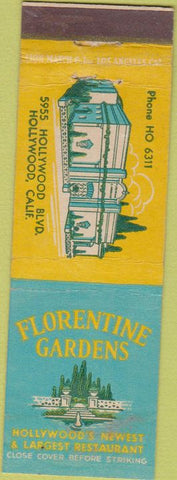 Matchbook Cover - Florentine Gardens Hollywood CA
