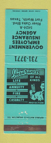 Matchbook Cover - Government Employees Insurance Fort Worth TX