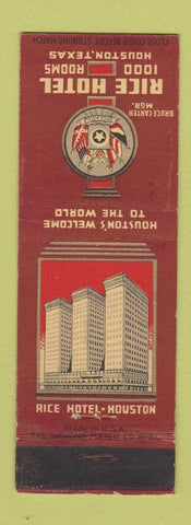 Matchbook Cover - Rice Hotel Houston TX WEAR MAROON