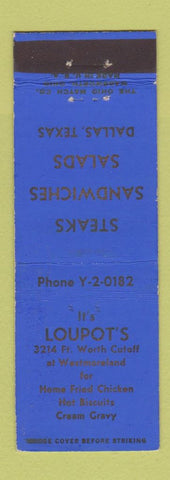 Matchbook Cover - Loupot's Restaurant Dallas TX