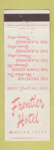 Matchbook Cover - Frontier Hotel McAllen TX WEAR