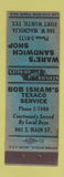 Matchbook Cover - Ware's Standwich Shop Fort Worth TX Texaco oil gas WEAR