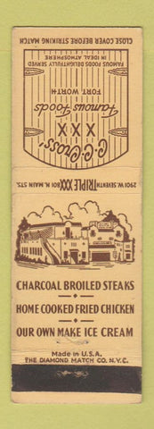 Matchbook Cover - CC Cross Restaurant Fort Worth TX WEAR