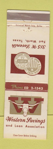 Matchbook Cover - Western Savings and Loan Fort Worth TX WEAR