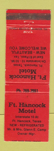 Matchbook Cover - Fort Hancock Motel TX WEAR