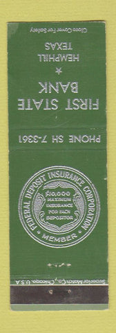 Matchbook Cover - First State Bank Hemphill TX WEAR