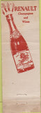 Matchbook Cover - Frank Palumbo's Renault Cafes Champagne wine WORN