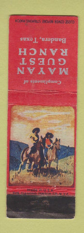 Matchbook Cover - Mayan Guest Ranch Bandera TX POOR STRIKER