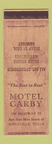 Matchbook Cover - Motel Carby Kingsville TX