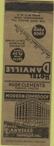 Matchbook Cover - Hotel Danville VA
