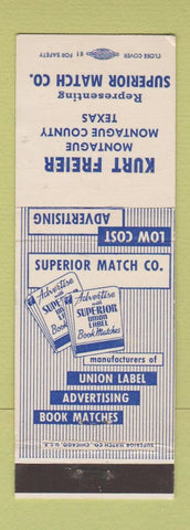 Matchbook Cover - Kurt Freier Superior Match Montague TX