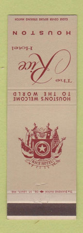 Matchbook Cover - Rice Hotel Houston TX