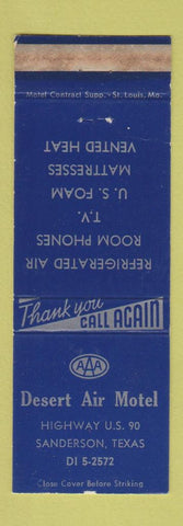 Matchbook Cover - Desert Air Motel Sanderson TX WORN