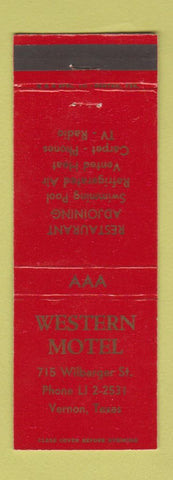 Matchbook Cover - Western Motel Vernon TX