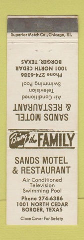 Matchbook Cover - Sands Motel Restaurant Borger TX