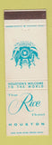 Matchbook Cover - Rice Hotel Houston TX