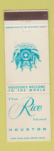 Matchbook Cover - Rice Hotel Houston TX