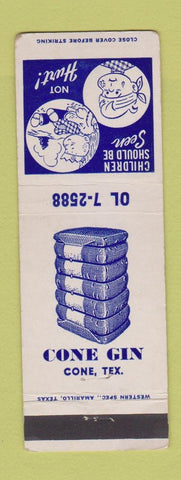 Matchbook Cover - Cone Gin Cone TX cotton