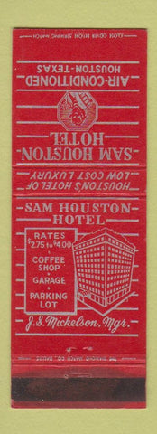 Matchbook Cover - Sam Houston Hotel Houston TX RED WEAR