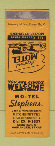 Matchbook Cover - Motel Stephens Harlingen TX WEAR